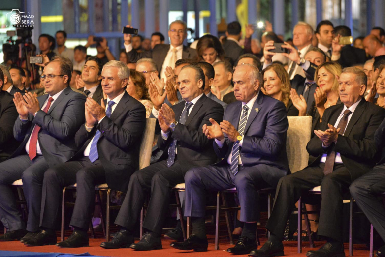 At the opening of the 60th International Exhibition in Syria, September 2018