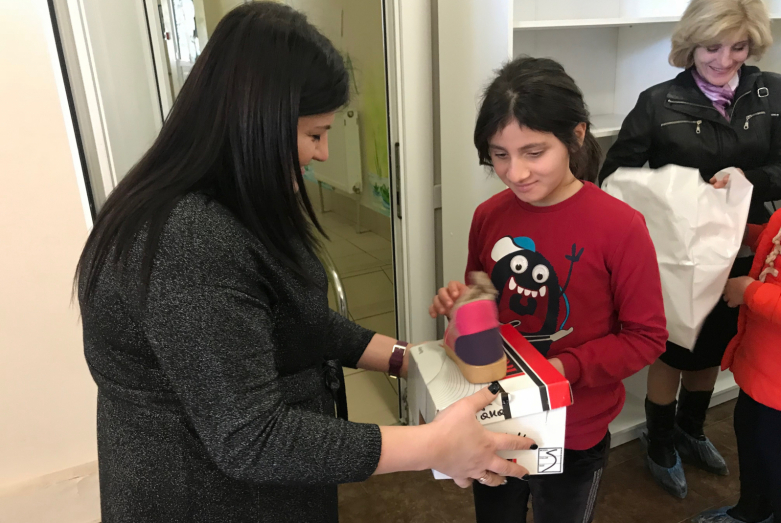 As part of the WAC campaign, 30 pairs of winter shoes were transferred to the wards of the children's rehabilitation center in Sukhum