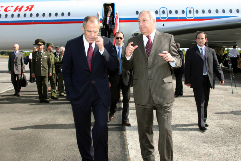 Meeting with Russian Foreign Minister Sergey Lavrov during his visit to Abkhazia in April 2011
