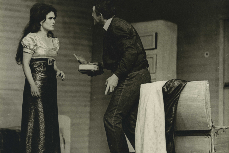 The performance “A Streetcar Named Desire” based on a play by Tennessee Williams directed by Dmitry Kortava.  In the photo: Nurbey Kamkia and Violetta Maan, 1972