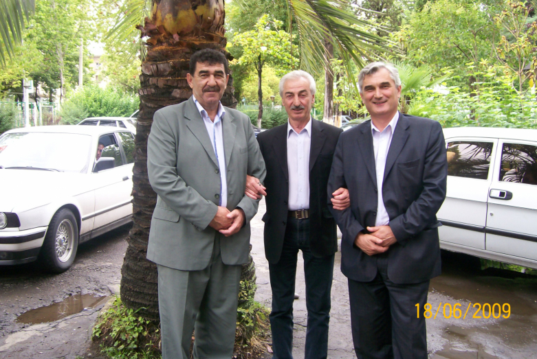  Meeting of friends.  In the photo from right to left: Mukhadin Shenkao.  Apollon Shinkuba and Alexander Chengelia.  Sukhum, 2009