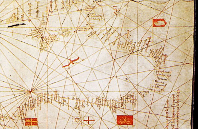 Фрагмент портолана Восточного Средиземноморья Гуилльельмуса Солери, около 1380 года