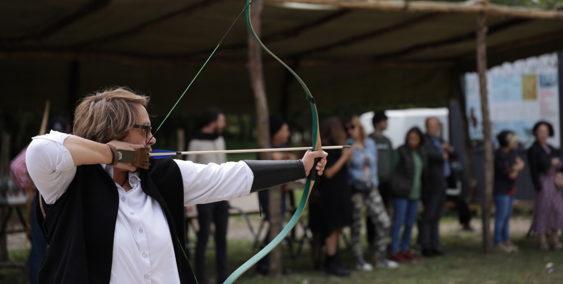 In the photo: Elena Labakhua. The archer takes aim at the target. By the way, according to the results of the tournament, Elena Labakhua took third place among women.